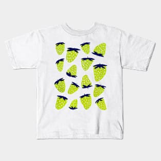 Organic summer strawberries neon and green Kids T-Shirt